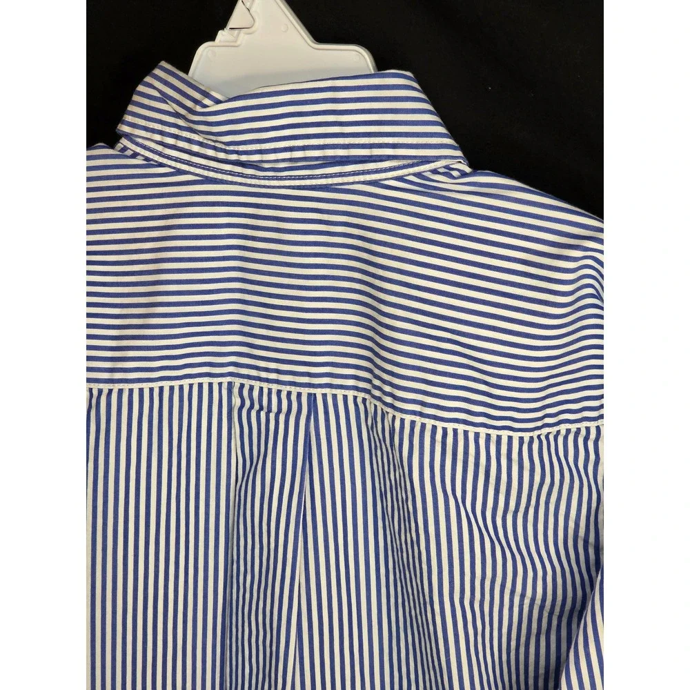 Ralph Lauren Kids Blue White Striped Button Down Shirt Size S 8 Orange Pony Logo